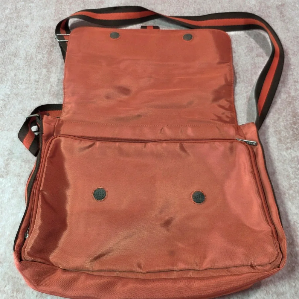 Gabol Spain Messenger Bag Leather Flap Orange Dark Brown Crossbody Adjustable